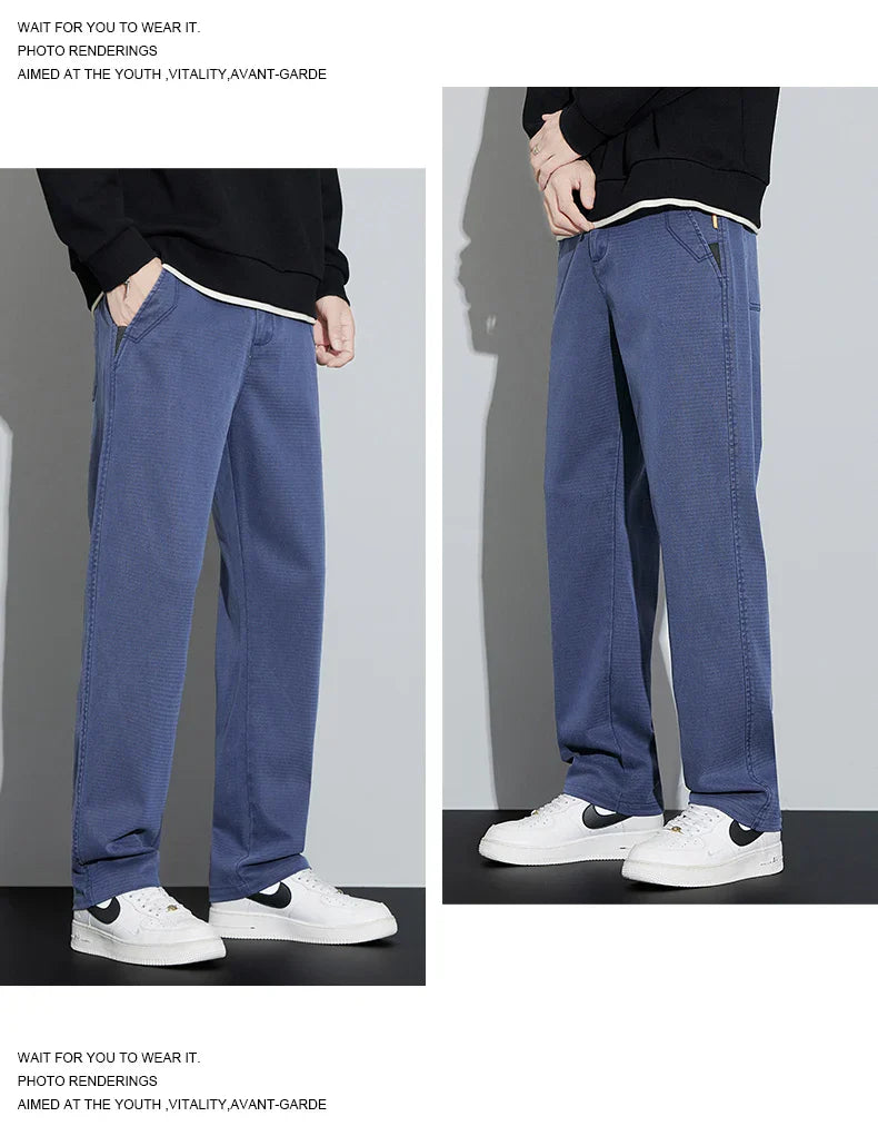 4 Colors New Straight Men's Pants Baggy Casual Lyocell Comfortable Stretch Trousers Male Wide Fashion Korean Pants Streetwear