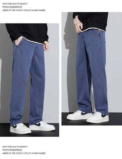 4 Colors New Straight Men's Pants Baggy Casual Lyocell Comfortable Stretch Trousers Male Wide Fashion Korean Pants Streetwear
