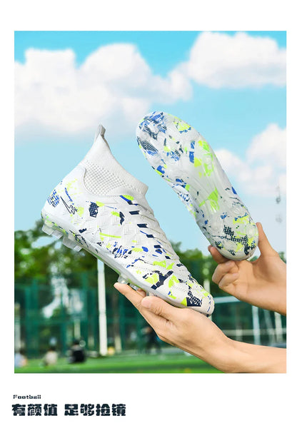 Double Star 2026 New High-Top Soccer Shoes, AG Long Studs, for Teens, Primary School Students, Adults & Kids, Professional Match