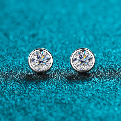 1ct D Color Moissanite Earring 925 Sterling Sliver Plated White Gold Ear Stud Wedding Engagement Earrings For Women