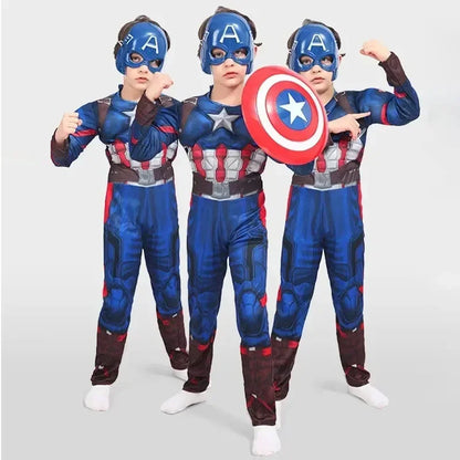 Cosplay Muscle Costume Shield Halloween Costume for Kids Boys Superhero Kids Captain America Costume Captain America