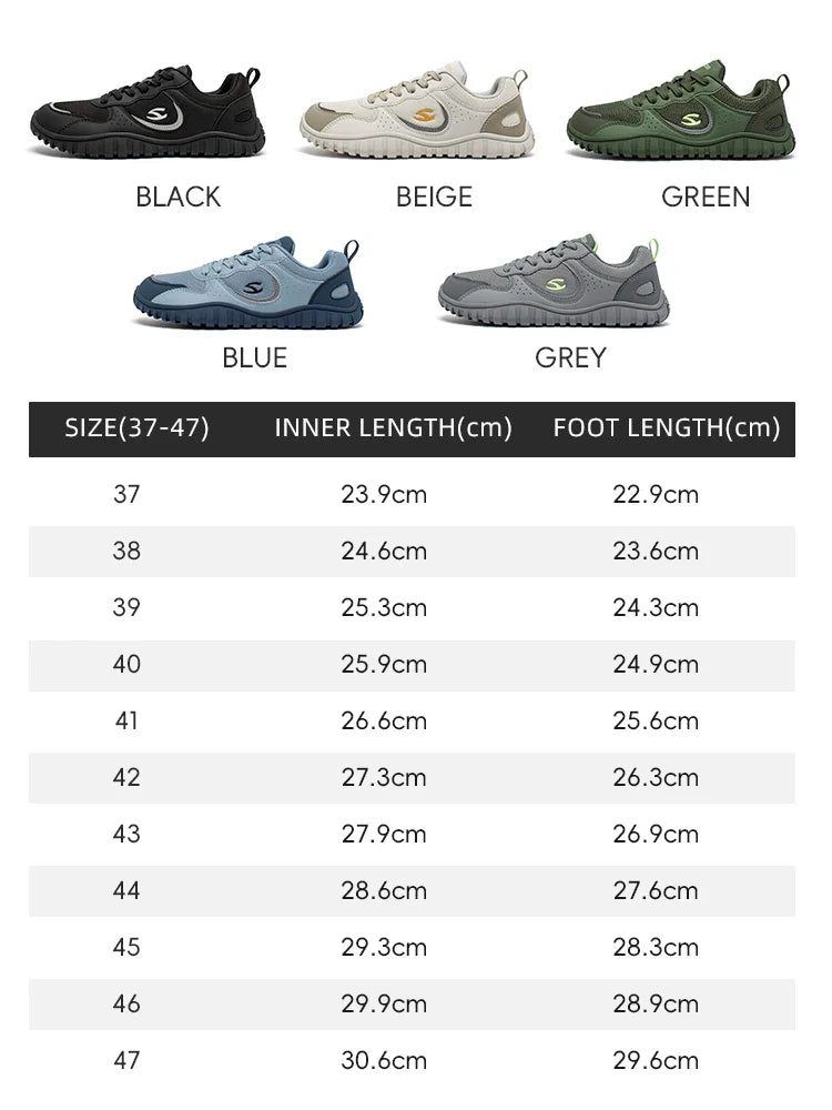 Unisex Wide Toe Sneakers Comfortable Walking Shoes Lace Up Outdoor Travel Breathable Sneakers
