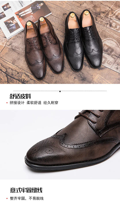 Men's Dress Shoes High Quality Oxford Leather Shoes Men Classic Casual Business Brogues Leahter Shoes Men Wedding Formal Shoes