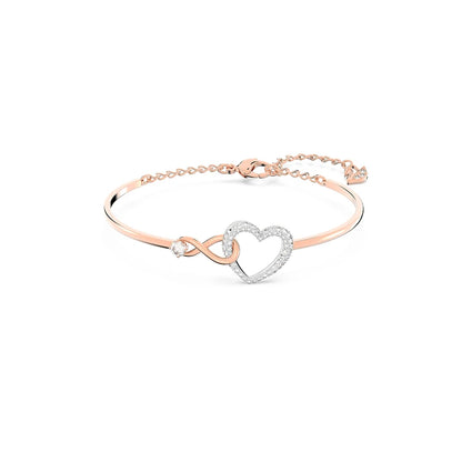 Classic Infinity Symbol Heart Jewelry Set Necklaces and Bracelets Rose Gold Rhodium Tone Finish Clear Crystals Fine Jewelry