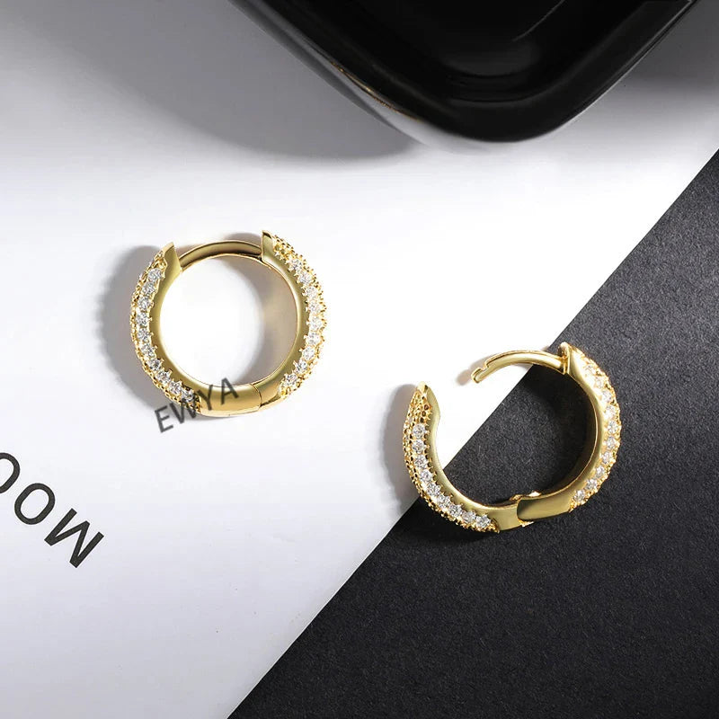 Full 1mm D Color Small Moissanite Hoop Earrings For Women Silver 925 Plated 18k Gold 0.8cttw Hook Earring Ear Buckle Gift