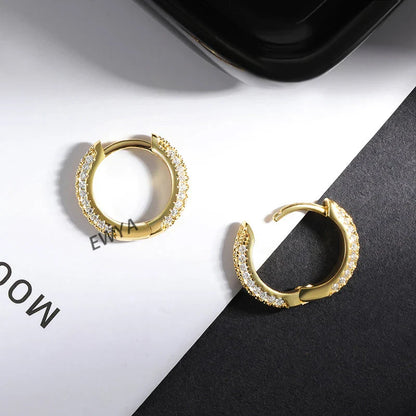 Full 1mm D Color Small Moissanite Hoop Earrings For Women Silver 925 Plated 18k Gold 0.8cttw Hook Earring Ear Buckle Gift