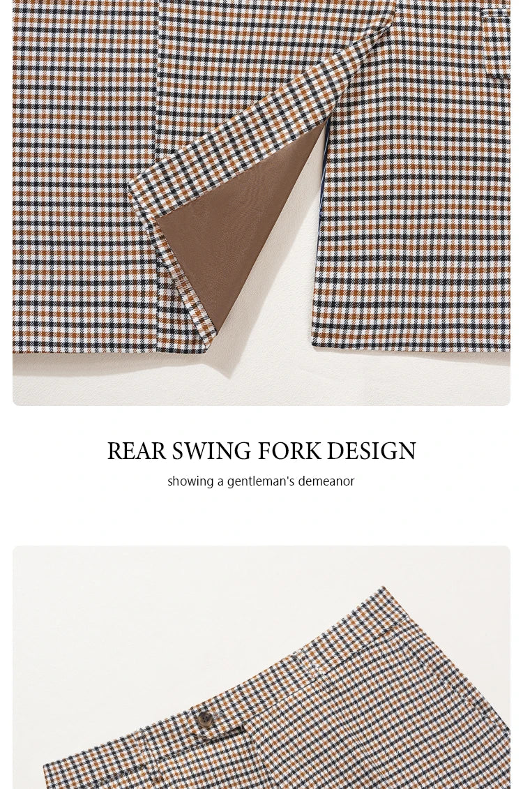 Fashionable Plaid suit High-end Brand Business Slim Fit Casual Party Dress Male Groom Wedding Blazers Double Breasted