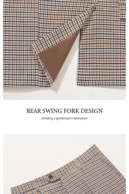 Fashionable Plaid suit High-end Brand Business Slim Fit Casual Party Dress Male Groom Wedding Blazers Double Breasted