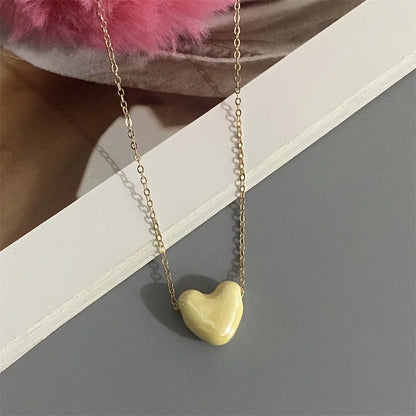 1 PC Fashion Love Heart Choker Necklace Various Color Gift Necklace Golden Color Link Chain Neck Jewelry