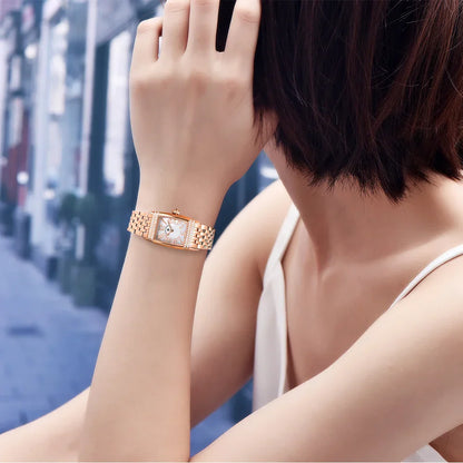 New 22mm Square Women's Quartz Watch Stainless Steel Sapphire Glass 50m Waterproof Women's Quartz Watch