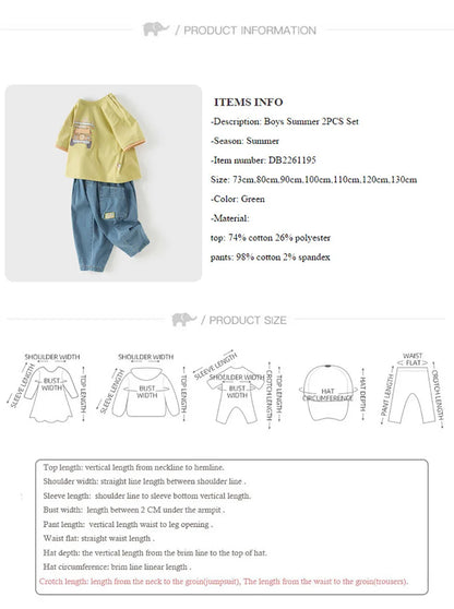 Boys 2PCS Suit Summer T-shirt Jeans Pants Sets Children Short-Sleeved T-shirt Trousers Two-Piece Set Casual DB2261195
