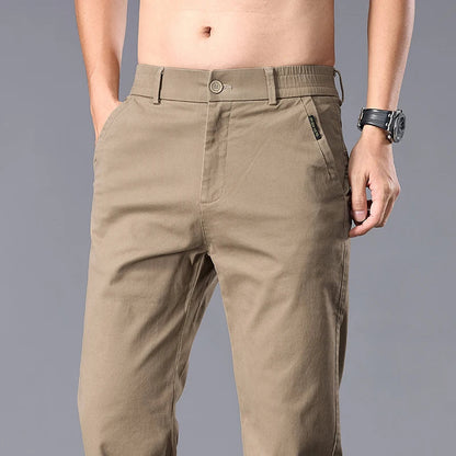 New Casual Pants Men Straight Fit Stretch Autumn Chino Trousers Male Formal Work Business Dress Khaki Fashion Spring Pants