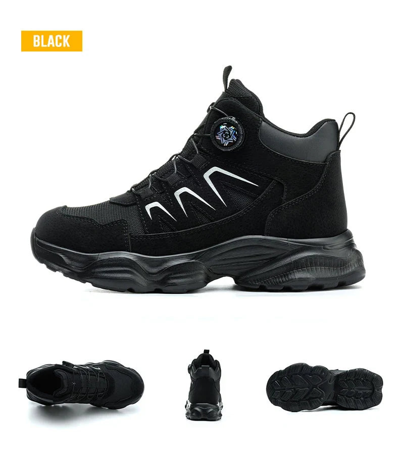 Rotating Button Safety Shoes Man Boots Anti Smash Anti Piercing Steel Toe Safety Work Shoes Lightweight Breathable Work Boots