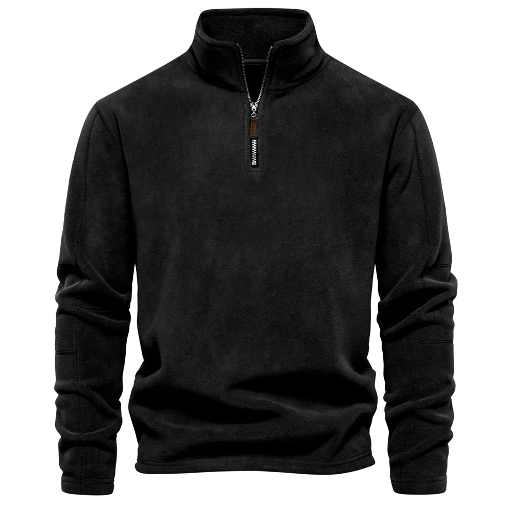 Thicken Warm Fleece Jacket for Men Zipper Neck Pullover Men's Sweatshirt Soft Shell Mens Jacket