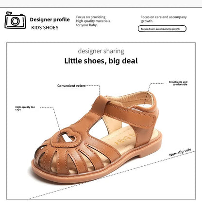 2026Sandals for Baby Girls Summer Cut-Outs Heart-shaped Lolita Princess Shoes Fashion Children's beach Sandals Kids Garden Shoes