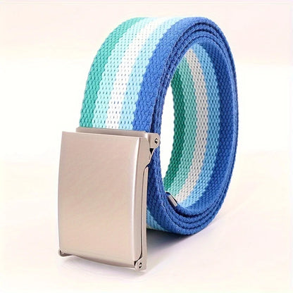 Rainbow Pride Canvas Belt with Square Buckle - Versatile & Stylish for Jeans