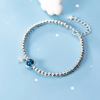 Fashion 925 Sterling Silver Classic Crystal Little Ball Star Strand Bracelet for Women Adjustable Bangle Fine Jewelry