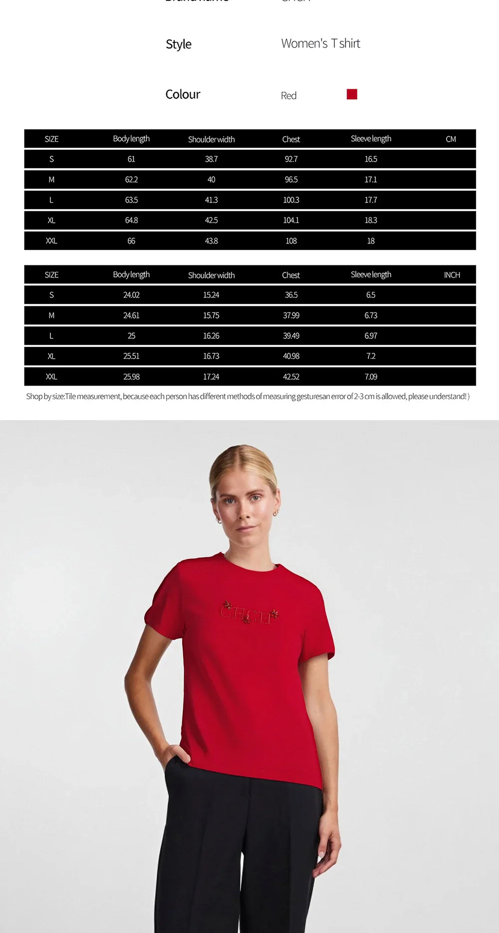 Women's T-shirt New Black Heavy duty Embroidered Round Neck Top Casual Comfortable Top