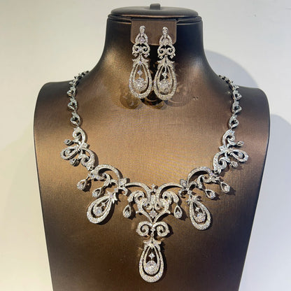 Fashion Geometric Design Bridal Dress Necklace Jewelry Sets High Quality Cubic Zirconia For Women Party Accessorie X0593