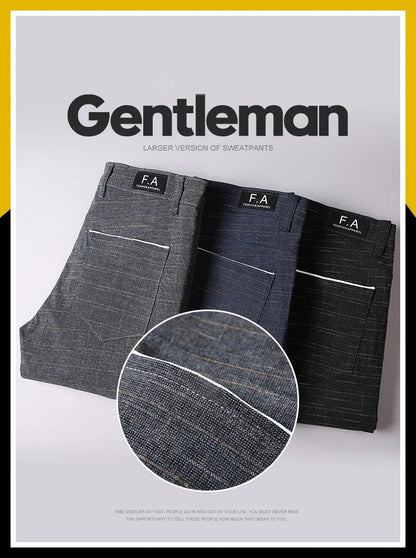 Spring Autumn New Men's Plaid Pants Black Blue Business Casual Formal Fashion Korean Classic Male Clothes Straight Trousers