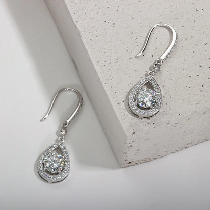 1ct D Color Moissanite Drop Teardrop Shape Earrings 925 Sterling Silve Hook Earrings for Woman Jewelry Gifts Wholesale