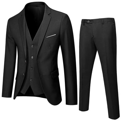 Men's 3 Piece Suit Notch Lapel Business Casual Wedding Groom Formal Wear Summer