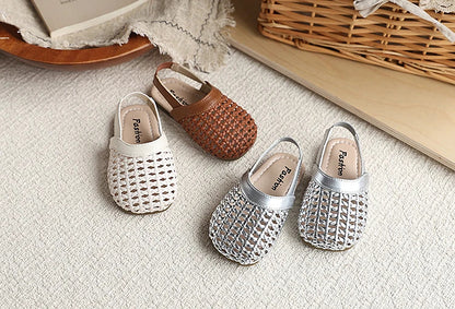 Baby Girls Shoes Braided Sandals for Girls Kids Fashion Hollow Out Leather Shoe Soft Sole Retro Princess Slippers Beach Shoes
