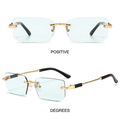 Rimless Rectangle Sunglasses Fashion Y2K Frameless Sun Glasses Shades for Women & Men