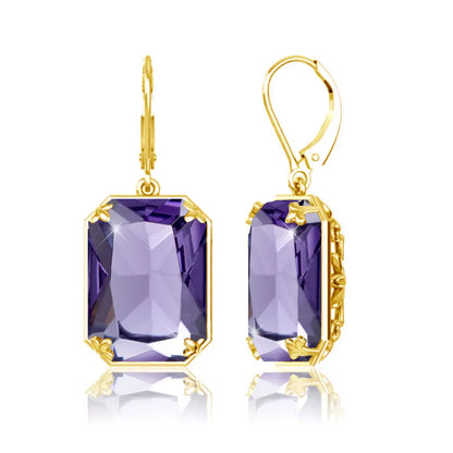 Vintage Ruby Drop Earrings 18K Gold Plated Women Luxury Hanging 925 Sterling Silver Hoop Earrings Engagement Fine Jewelry Gift