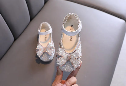 Children Princess Shoes Glitter Party Wedding Shoes for Girls Fashion Rhinestone Toddlers Ballet Flats Causal Kids Leather Shoes