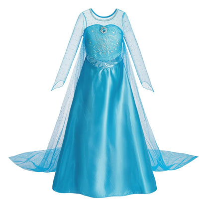 Children Princess Fancy Costume Elsa Party Carnival White Dress Up for Girl Christmas Birthday Cosplay Belle Snowflake Vestidoes