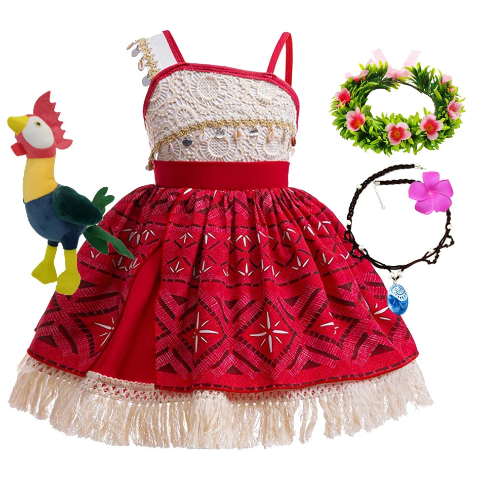 2024 New Movie Moana 2 Girl Dress Halloween Party Costume Princess Fancy Clothes Children Vaiana Outfit Dress