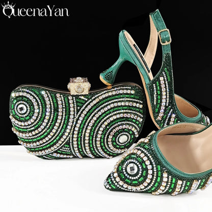 Newest INS Style Elegant High Heels Pointed-Toe Nigeria Popular Design African Ladies Shoes And Bag Set