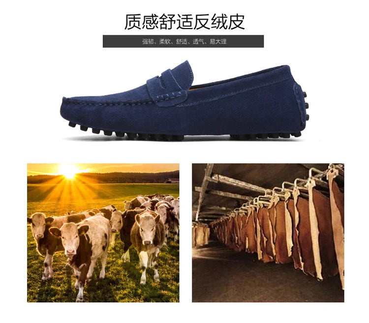 Men's Casual Fashion Genuine Leather Loafers Moccasins Slip-On Driving Shoes 38-50 Size Range Male Flats Comfort Footwear