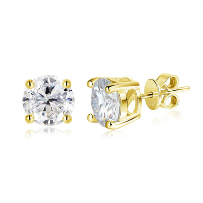 0.5/1/2 CT Real D VVS1 White Black Green Moissanite 100% 925 Sterling Silver Stud Earrings Sparking Fine Jewelry For Women