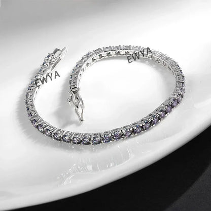 Luxury 3/4/5MM Full Blue Green Moissanite Tennis Bracelet for Men Women S925 Red Pass Diamond Test Bracelets Wholesale Gift