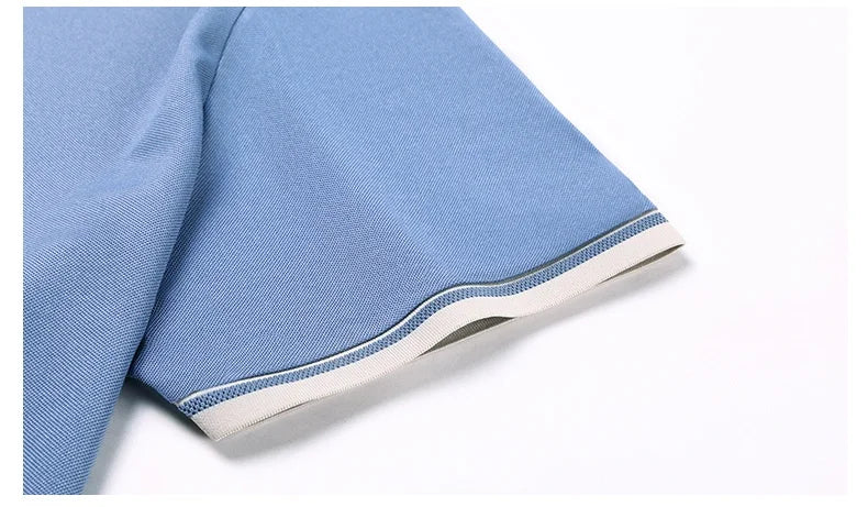 High quality men's short sleeve polo shirt new breathable and fashionable color blocked collar T-shirt summer ice silk cool top