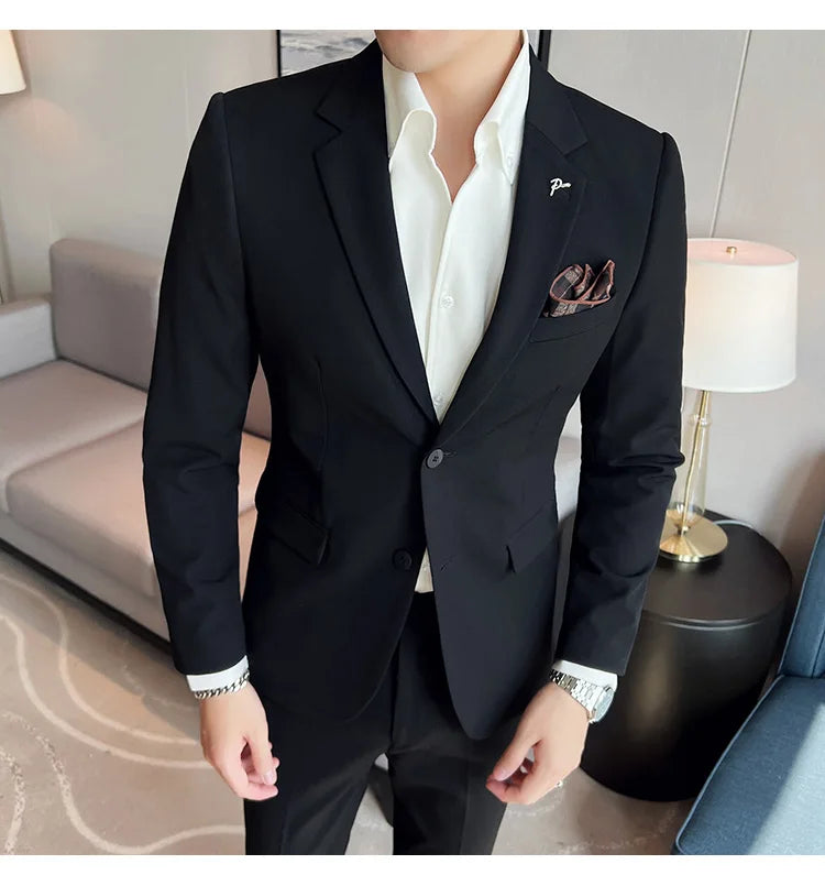 Terno Masculino Casual de Escritório Noivo Casamento Blazer Calça Social