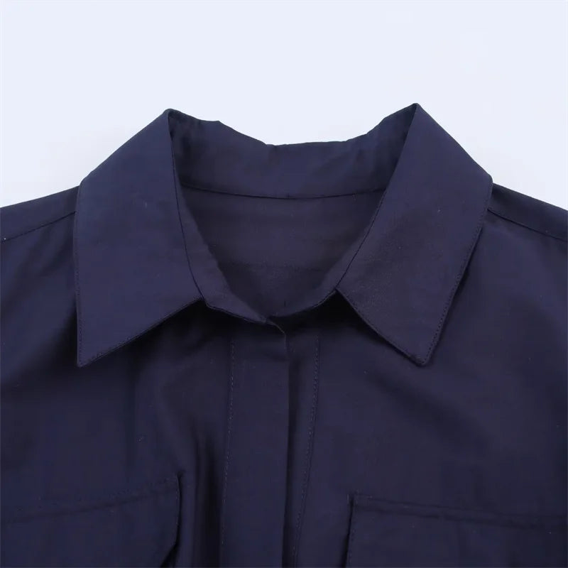 Women's Dress Fall 2025 New Solid Color Long Sleeve Shirt Style A-Pendulum Dress Belt Decoration Casual Fashion Personality
