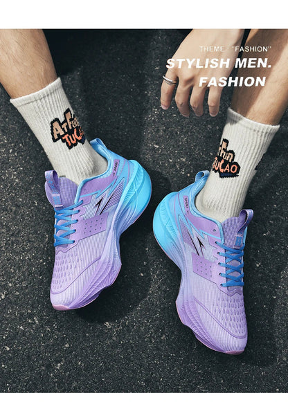 Men Sports Running Shoes Carbon Board Air Cushion Breathable Lightweight Women's Comfortable Athletic Nonskid Sneakers