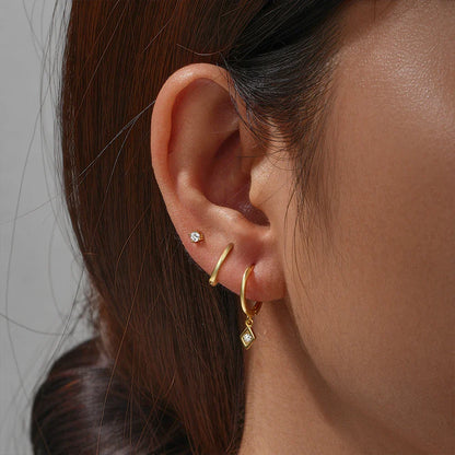 925 Sterling Silver 3PCS DIY Hoop Earring With Piercing Stud Earring Set Women Men Party Wedding Jewelry Set pendientes 925