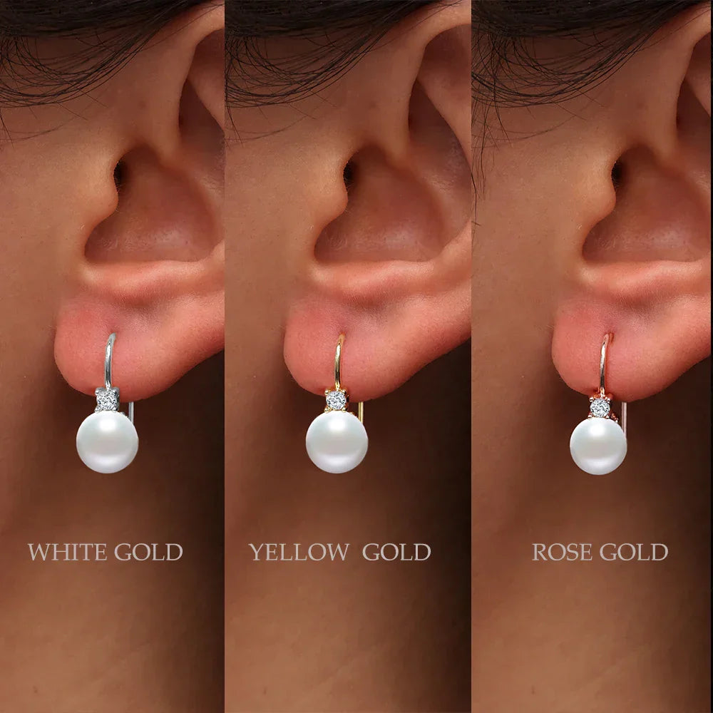 Pearl Dangle Earrings Embellished with Swarovski Crystals Exquisite Fashionable Drop Earrings Imitation Freshwater Pearl Jewelry