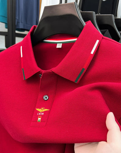 100% pure cotton long sleeved men's polo shirt autumn luxury brand custom embroidery design fashionable golf top casual T-shirt