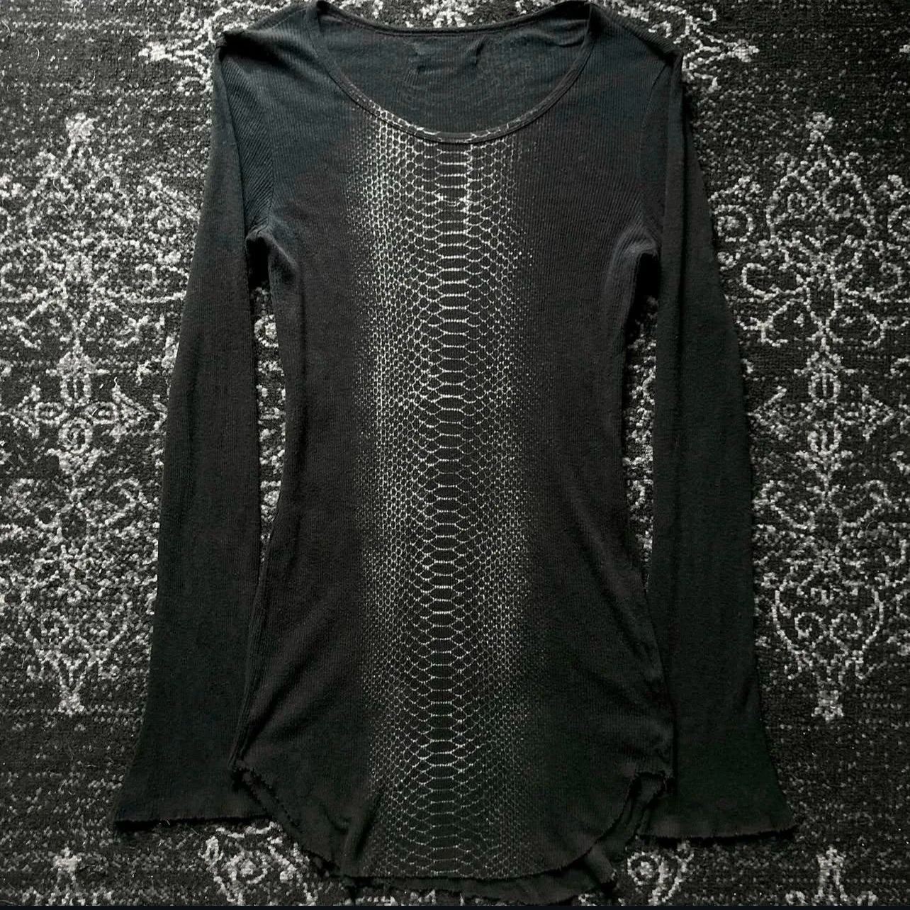 Y2k Snakeskin Print T-shirt Grunge Aesthetics Long Sleeve Knitted Tops Vintage 2000s Streetwear American Retro