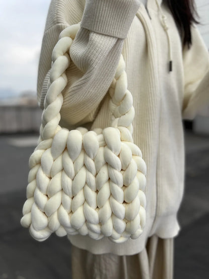 Velvet Bag DIY Hand Woven Bag Crystal Velvet Core Spun Yarn Woven Bag Hand-held Mailman Bag Velvet Handbag New
