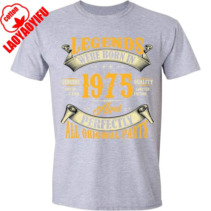 ‌1975 Vintage Birthday Shirt 50th Year Legend Born Graphic Cotton Tee for Men Soft Funny Retro Gift Idea Dad Husband Uncle Shirt
