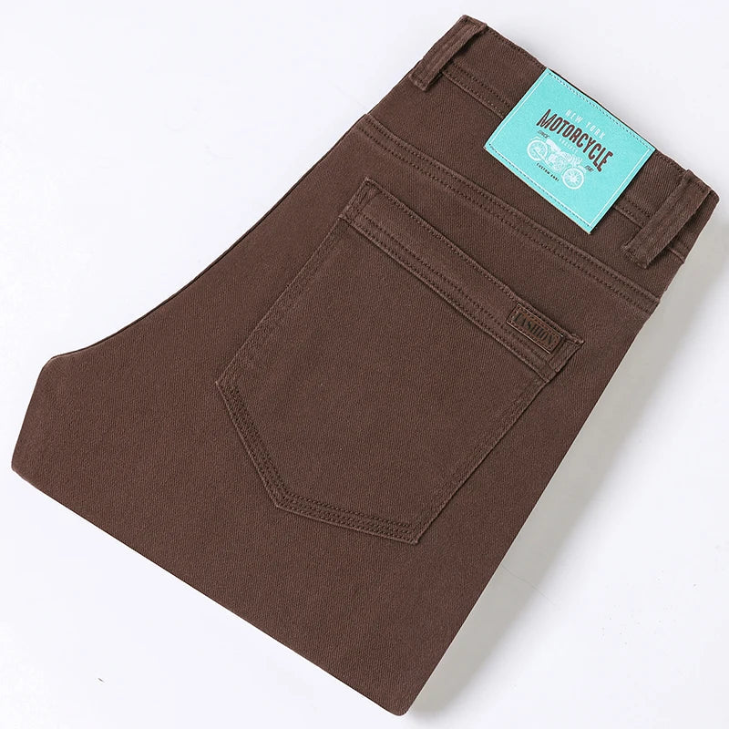 2026 new Cotton Elastic Men's Jeans Spring Fitted Straight Business Casual Trousers Soft Comfortable Fashion Korean Denim Pants