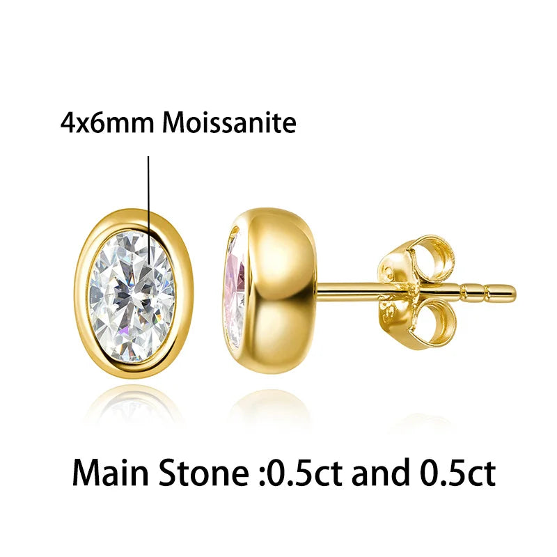 0.5CT Oval/Pear/Heart Moissanite Bracelets Earrings Set S925 Silver Plated 18K Gold Wrist Chain for Women Fine Jewelry