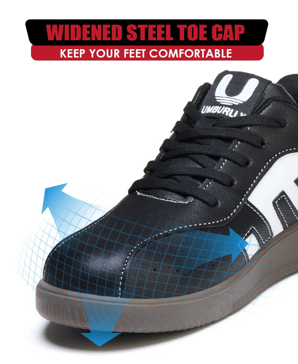 Ladies Safety Shoes Steel Toe Anti- Crush Lightweight Kevlar Work Shoes Fashionable Black And White Casual Protection Footwear