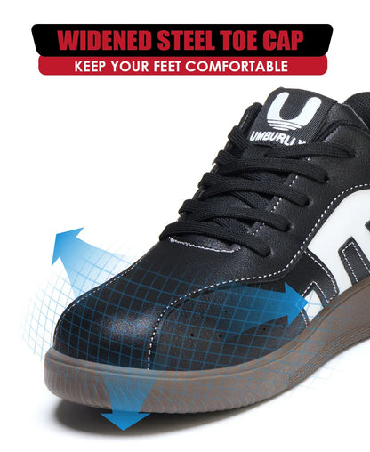 Ladies Safety Shoes Steel Toe Anti- Crush Lightweight Kevlar Work Shoes Fashionable Black And White Casual Protection Footwear